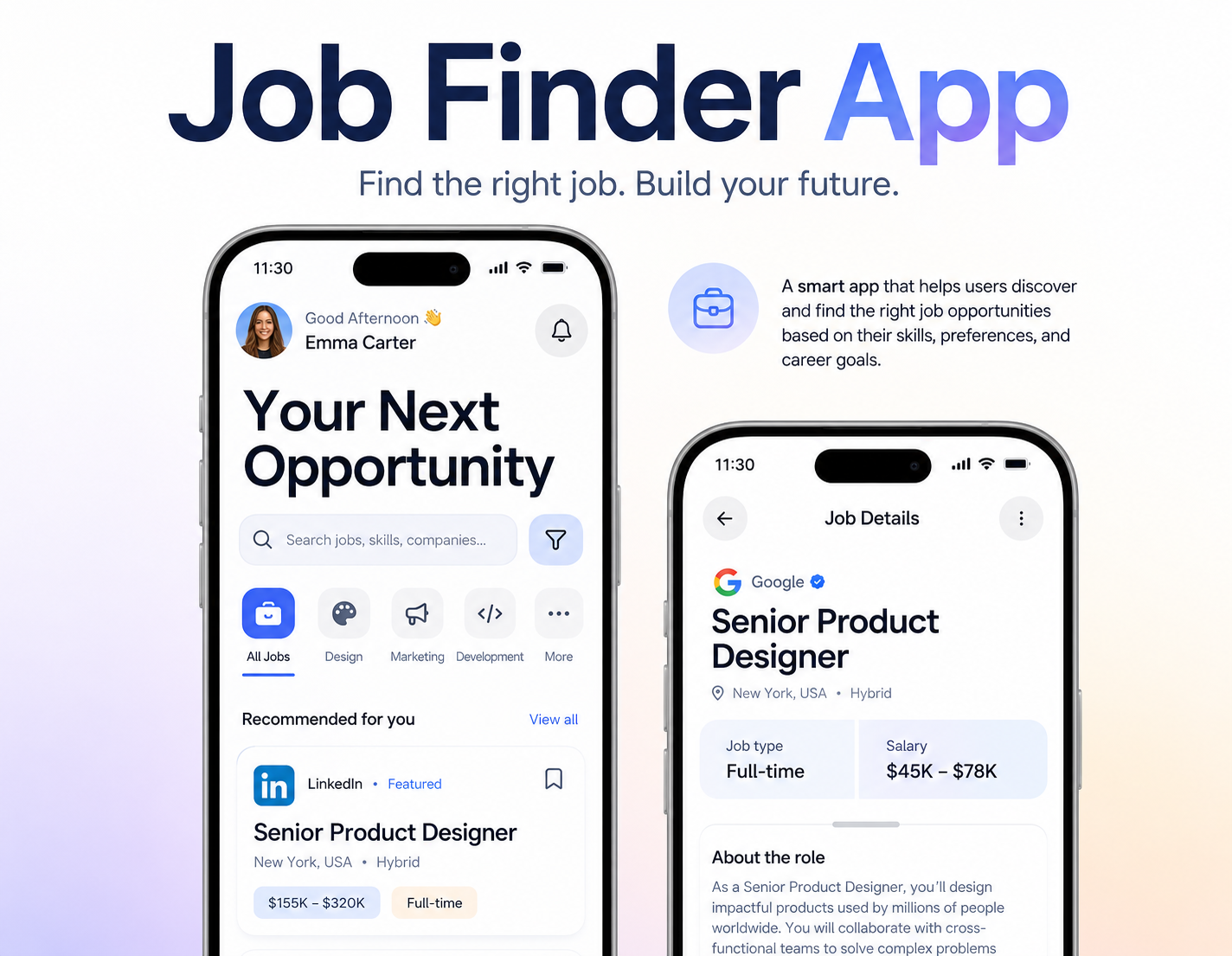 Mit Emerv erstellte Job Finder App