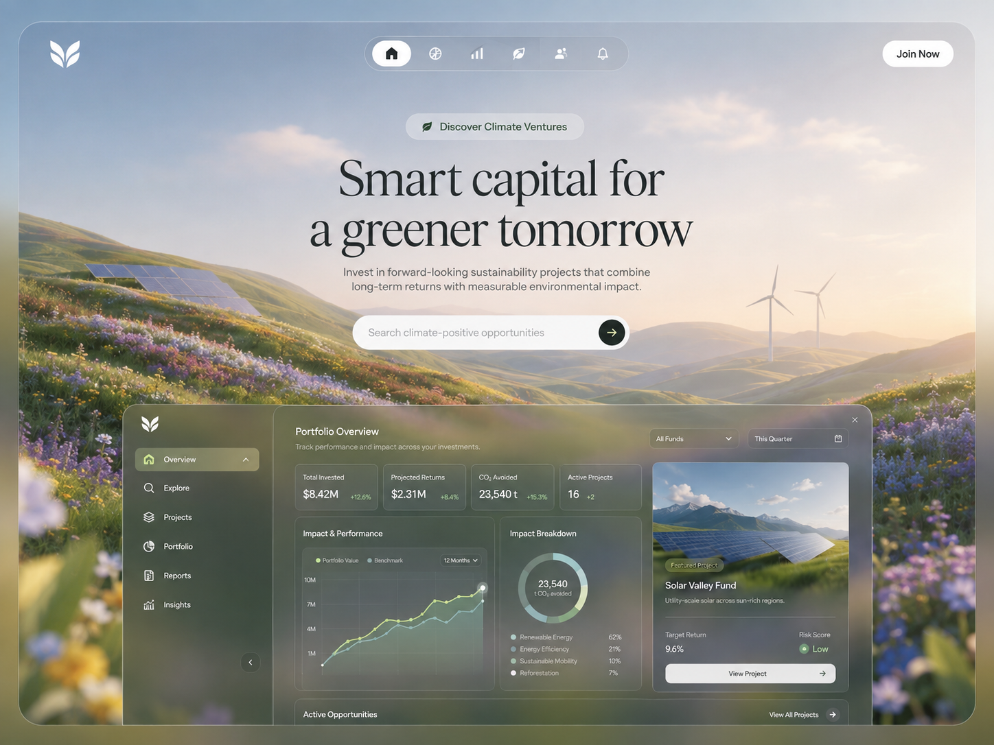 Mit Emerv erstellte Website für nachhaltige Investments