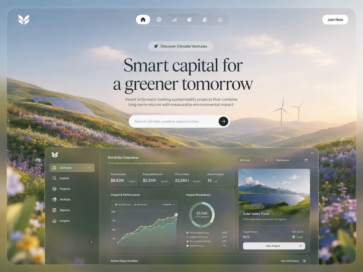 Mit Emerv erstellte Website für nachhaltige Investments